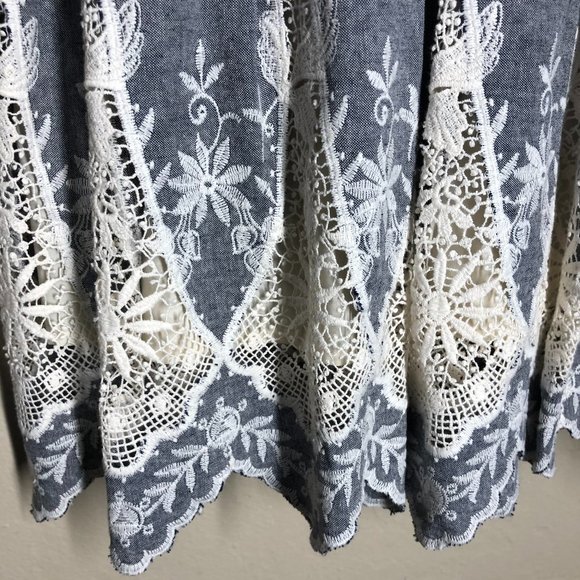 CYNTHIA STEFFE CHAMBRAY LACE DRESS EMBROIDERY SZ 2 - Picture 5 of 10